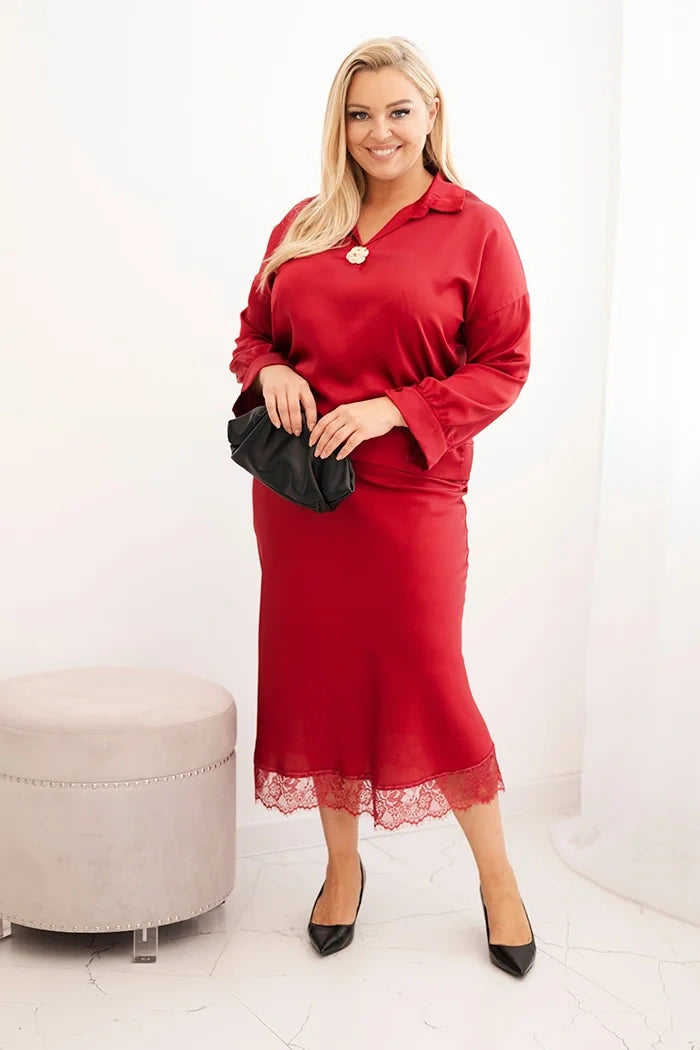Plus Size komplektas Emilija su marškiniais ir sijonu