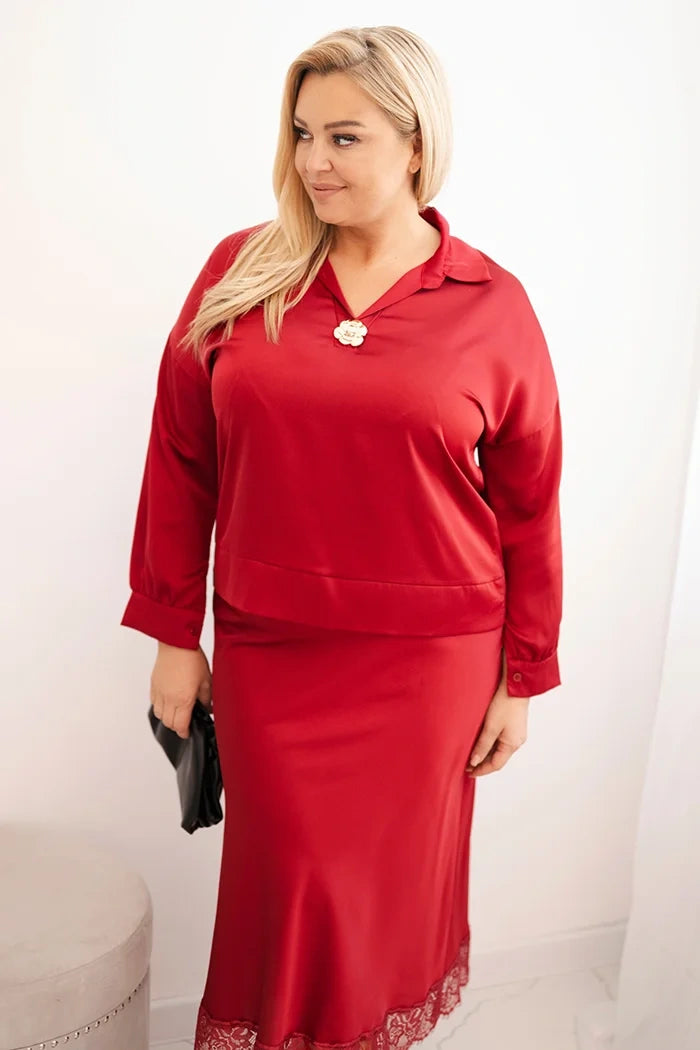 Plus Size komplektas Emilija su marškiniais ir sijonu